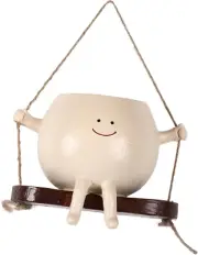 Swing Face Planter, Smiling Face Multifunctional Resin Plant Pot for Garden