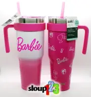 BARBIE ZAK! - 40 OZ TUMBLERS WITH HANDLES - LOT OF 2 - OMBRE & WAVERLY PINK