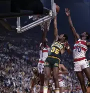 Seattle SuperSonics Paul Silas in action shot vs Washington Bullet- Old Photo