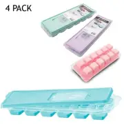 4 Flexible Silicone Ice Cube Trays with Lids