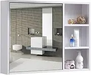 Cabinets Wall-Mounted Mirror, Mirror with Shelf, Bathroom Mirror Cabinet, Wall-Mounted Mirror Box, Waterproof Mirror Cabinet, Wall-Mounted Mirror Storage Cabinet (White 60 * 14 * 60 cm)