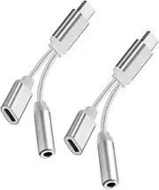 TEHAUX 2Pcs Type Adapters Portable Earphone Charging Adapter Lightweight Dual Function Type C Converters for Music Listening Device Charging