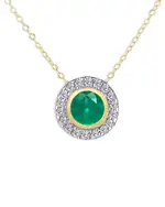 Moon & Meadow 14K Yellow Gold Emerald & Diamond Halo Stud Pendant Necklace, 18