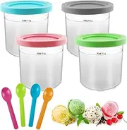 Ice Cream Containers for Ice Cream, Set of 4 Creami Containers for Ninja Creami Ice Maker, Tubs Accessories for NC301 NC300 NC299AMZ Series, Ice Cream Container with Lid for Ninja Ice Cream Maker