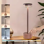 Cordless Table Lamps,Portable Rechargeable Wireless Lamp Modern LED Table Lamps 3 Colors Dimming Battery Powered Lamp Touch Desk Lamp for Nightstand Bedroom Office