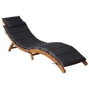 Sun Lounger with Cushion Solid Acacia Wood Dark Grey vidaXL