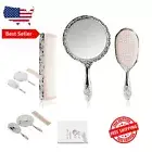 Elegant 3-Piece Silver Chrome Vanity Set with Brush, Comb, and Mirror