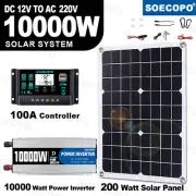 10000W Power Inverter Solar Generator With 200W Solar Panel Home Complete Kits