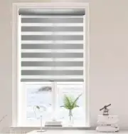 Lumi Gray 35 in.W x 72 in.L Blackout Cordless Zebra Fabric Roller Shade