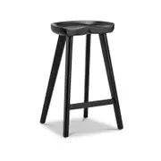 Moku Set of 2 Black Solid Ash Wood Tractor Seat Barstool