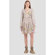 Replay Womens Printed Short Dress In Satin White