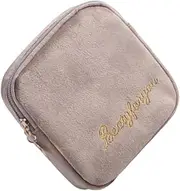 PEPLAYTAL 1pc Portable Sanitary Towel Storage Bag Zippered Purse for Women Large Capacity Diaper Pouch Outdoor Travel Essential Material Khaki