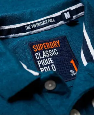 跩狗嚴選 特價 極度乾燥 Superdry Polo 衫 上衣 短袖 有機棉 重磅網眼 孔雀藍 牛仔藍 印度製 白Logo