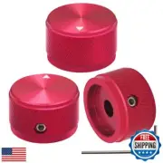 mxuteuk 3Pcs Red Bass Knob Guitar Knobs Aluminum Alloy Potentiometer Control
