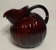 Ruby Red Swirl Glass Pitcher