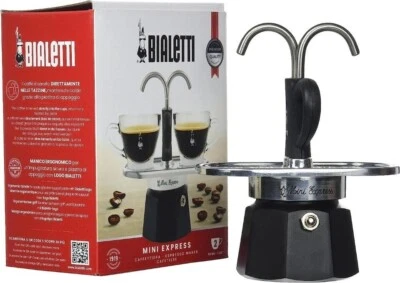 Bialetti Mini Express Moka 2 Cup Aluminium Double Stovetop Coffee Espresso Maker