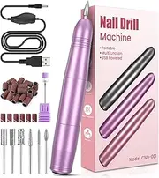 Nail Drill, Professional Electric Nail File for Acrylic Nails, Electric Nail Drill Machine Portable E File for Gel Nails, 20000RPM USB Electric Manicure Pedicure Set for Nails, Gifts for Women Mum