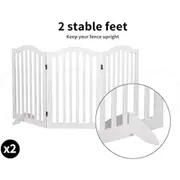 Wooden Pet Gate Dog Fence Safety Stair Barrier Security Door 3 Panels White, Cat Dog Wooden Fence with Narrow Gaps, Fold Easily for Storage Pet Playpen