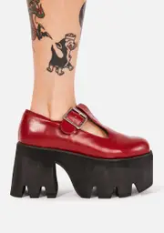 [Charla Tedrick] Red Tee Tee Platform Mary Janes