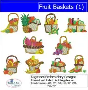 Embroidery Design Set - Fruit Baskets(1) - 10 Designs - 9 Formats - USB stick