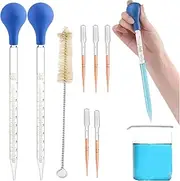 Dropper Pipette, 7 Pieces Dropper Pipette, 10 ml Liquid Dropper, Glass Pipette, Glass Pipette with Brushes, Glass Pipette Dropper with Scale, Pipettes Plastic, for Laboratory Testing, Plants