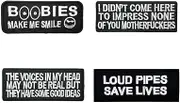 4pcs Set Biker Fun Funny Slogan Meme Embroidered Iron on sew on Patches Badge for Motorcycle Leather Jacket Vest
