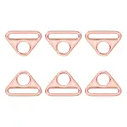 6Pcs 0.79" Adjuster Triangle with Bar Swivel Clip D Dee Ring Buckle, Rose Gold
