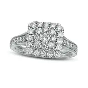 0.75 CT. T.W. Composite Natural Diamond Cushion Frame Ring in Solid 10K White Gold