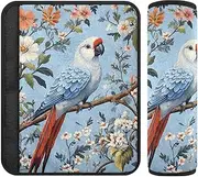 Tropical Plants Parrots Animals 2 pcs seat Belt Strap Cover, Stop seat Belt Cutting into Neck, carseat Belt Pads for Sedan Van Auto 10x7.7 in forro para cinturon de seguridad