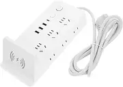 POPETPOP Multifunction Power Outlet with Wireless Charging Ports Sockets Extension Cord for Home Office and Desk Accessories
