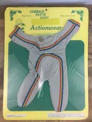 Vintage Cabbage Patch Kids Doll Gym Clothes Actionwear Gray Rainbow Stripe Dance
