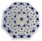 48" White Marble Console Coffee Top Table Lapis Stone Marquetry Floral Inlay Art