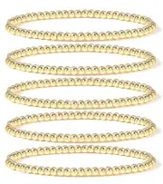 Elegance 11 designs 14K Gold Plated Bead Ball Bracelet Stretchable Elastic Go...