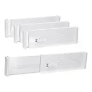 4 Pcs Plastic Drawer Dividers Organizer 11"-18" Adjustable Separators, White