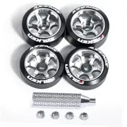 4Pcs 20mm 1/28 Rc Car Drift Wheel Hub with Rc Car Drift Logo Tires for 1/24