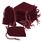 20pcs Velvet Bags with Drawstrings 2 x 2.8 Inch for Jewelry Packaging, Wine Red