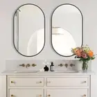 Elongated Oblong Bathroom Makeup Mirror 100cm Wall Accent Mirror Black Framed