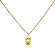 Culturesse Ziya Sculptural Pearl Pod Pendant Necklace 18K Gold Plate Jewellery