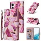 Marble Rose Leather Wallet Phone Case For Samsung S24 S23 S22 Ultra A05 A55 A14