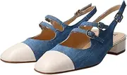 FABIO RUSCONI(ファビオルスコーニ) Fabiorconi Women's Double Strap Bi-Color Back Band Pumps, Blue, 24.0 cm