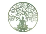 60cm Green Wall Art Buddha Tree of Life, Metal in Emerald Green