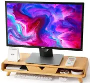 Bamboo Monitor Stand Riser, No Assembly Required Exquisite Monitor Stand with