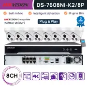 Hikvision 8CH 4K NVR 5MP IP Camera Security CCTV System Mic IR30 PoE IP67 H.265+