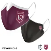 State Of Origin QLD Maroons NRL Large Adult Reversible Washable Face Mask