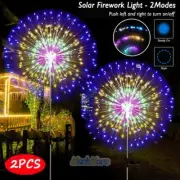 2PC 150LED Solar Fireworks Lights Outdoor Waterproof Path Lawn Garden Decor Lamp