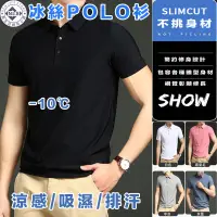 在飛比找松果購物優惠-冰絲POLO衫 涼感POLO 男 polo衫短袖 排汗 po