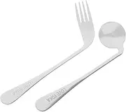 YOSADIER 1Set Ergonomic Angled Fork Spoon Lightweight Utensils for Easy Feeding for Seniors and Patients with Mobility Tableware