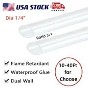 Heat Shrink Tubing Clear Waterproof 1/4" Dia Marine Shrinkable Sleeves 3:1 US