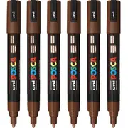 Uni Posca PC-5M Poster Marker Medium Bullet Tip 2.5mm Brown 6 Pack