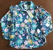 PETER ALEXANDER PJS Girls Long Sleeve Button Daywear Top Size 6 BNWT PJ Cat